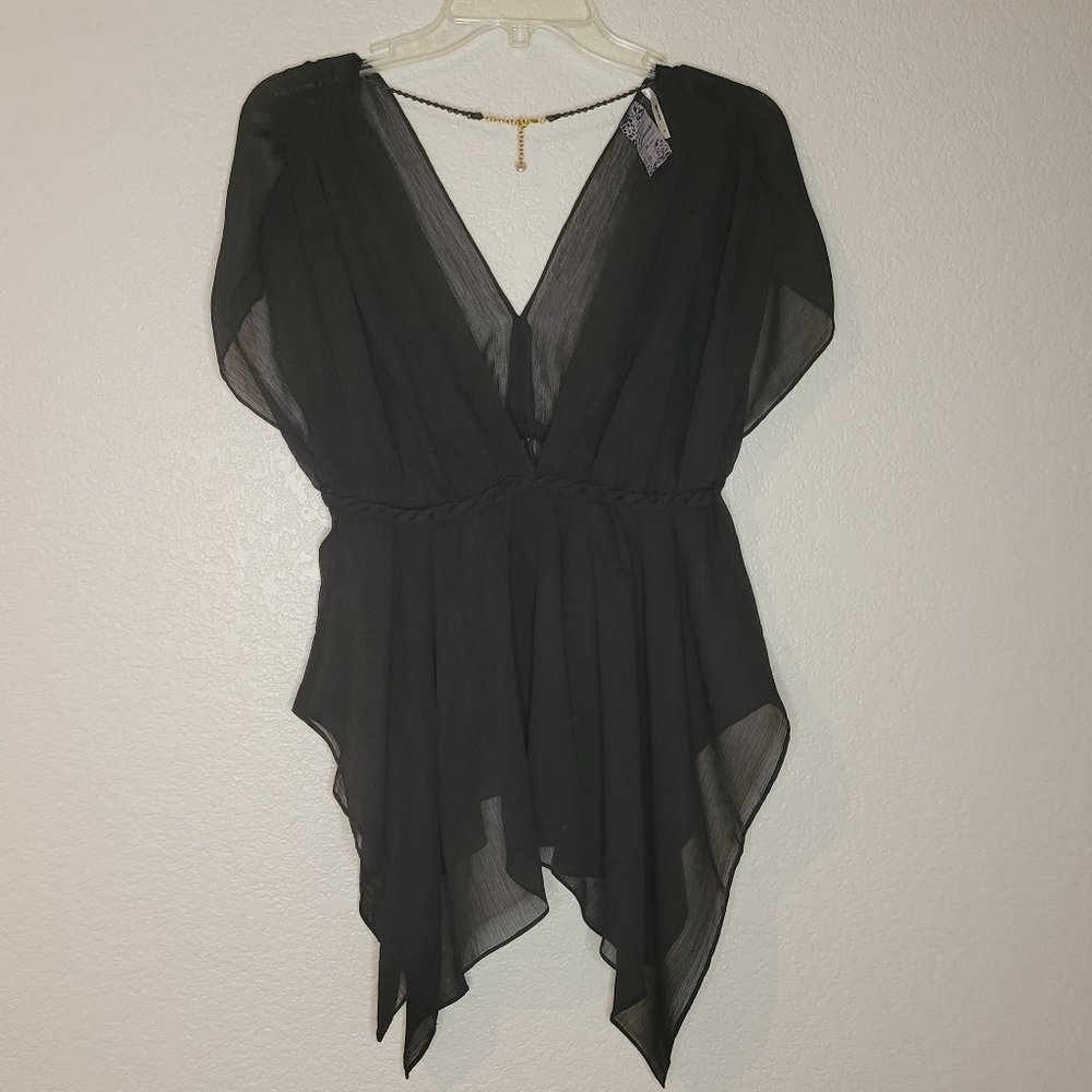 Guess Sheer Black Blouse Short